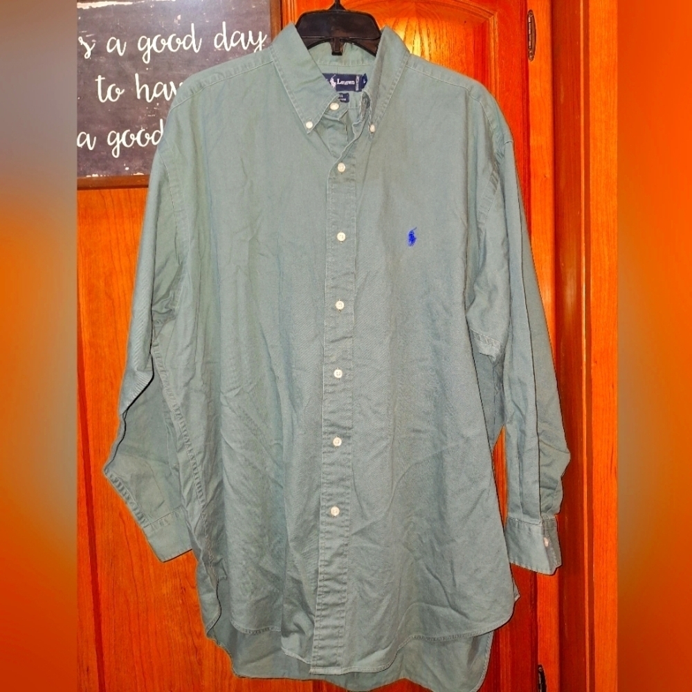 Ralph Lauren Blaire Men's Olive Button Down Long Sleeve Shirt in a Large